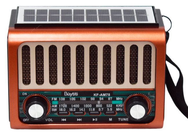 📻 Radio Portátil Buytiti KF-AM78 – AM/FM con Bluetooth y Panel Solar