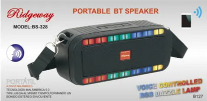 🔊 Bocina Portátil Ridgeway 3" BS-328 – Bluetooth 5.0 con Luces RGB