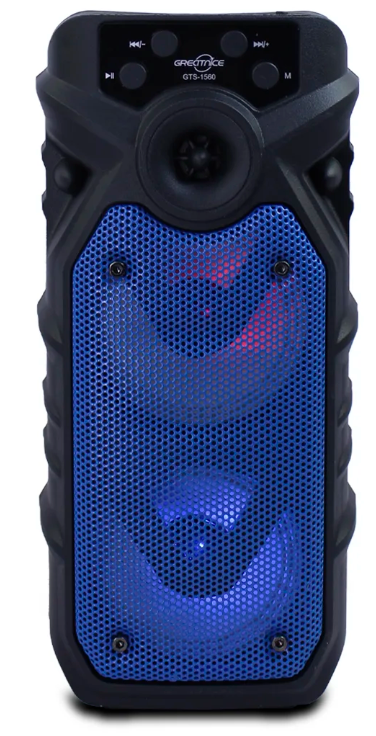 🔊 Bocina Portátil GTS-1560 (2 × 3") – Bluetooth, Luces LED y Radio FM