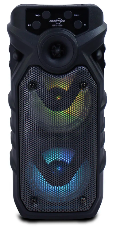 🔊 Bocina Portátil GTS-1560 (2 × 3") – Bluetooth, Luces LED y Radio FM