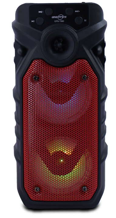 🔊 Bocina Portátil GTS-1560 (2 × 3") – Bluetooth, Luces LED y Radio FM