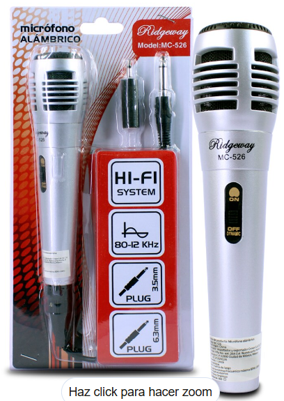 🎤 Micrófono Ridgeway Gris Alámbrico Omnidireccional – Cable de 5 metros