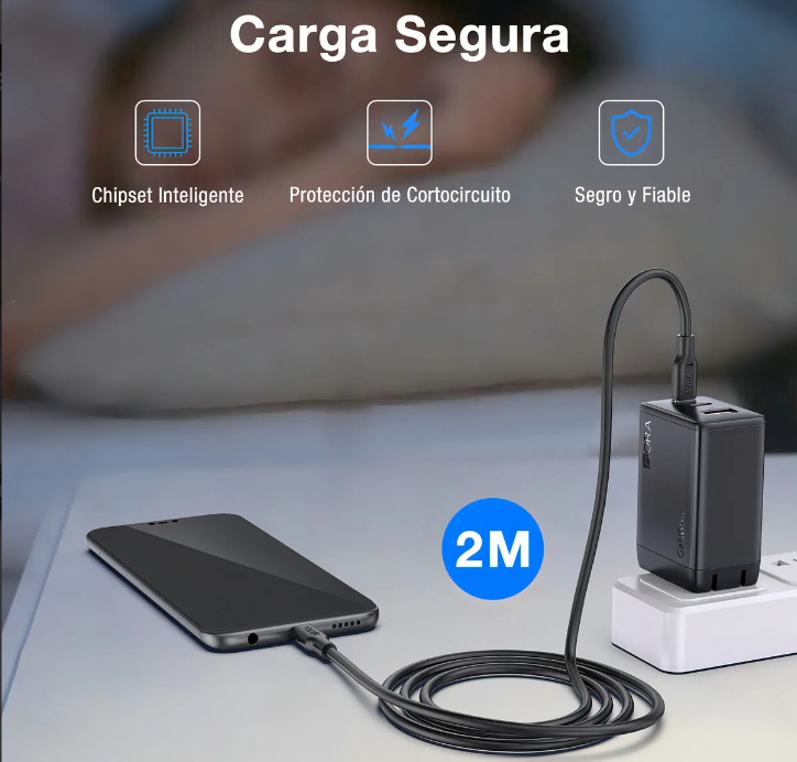⚡ Cargador 1Hora GAR322 65W GaN – 3 Puertos (2×USB-C + 1×USB-A)