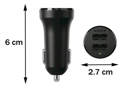🚗 Cargador de Coche Sony AN430 – 12W, 2 Puertos USB, con Cable USB Tipo-C