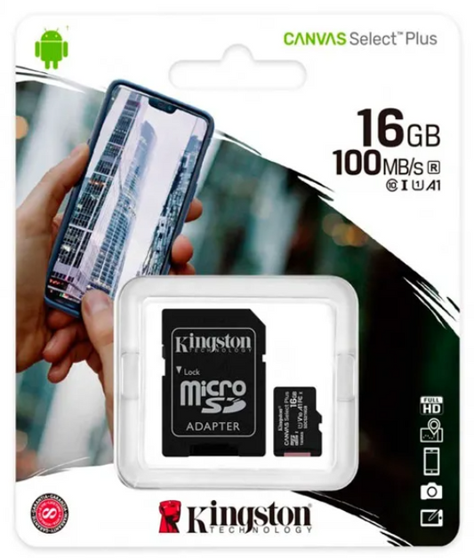 📦 Tarjeta de Memoria microSD Kingston Canvas Select SDCS/16GB – 16GB, Clase 10, UHS-I