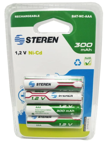 🔋 Pila Recargable AAA (Triple A) 300mAh – Steren (Paquete con 4)