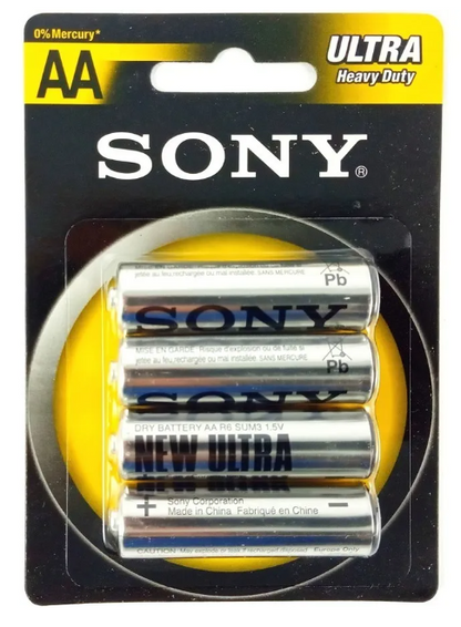 🔋 Pilas Sony AA (Doble A) Heavy Duty – Paquete con 4