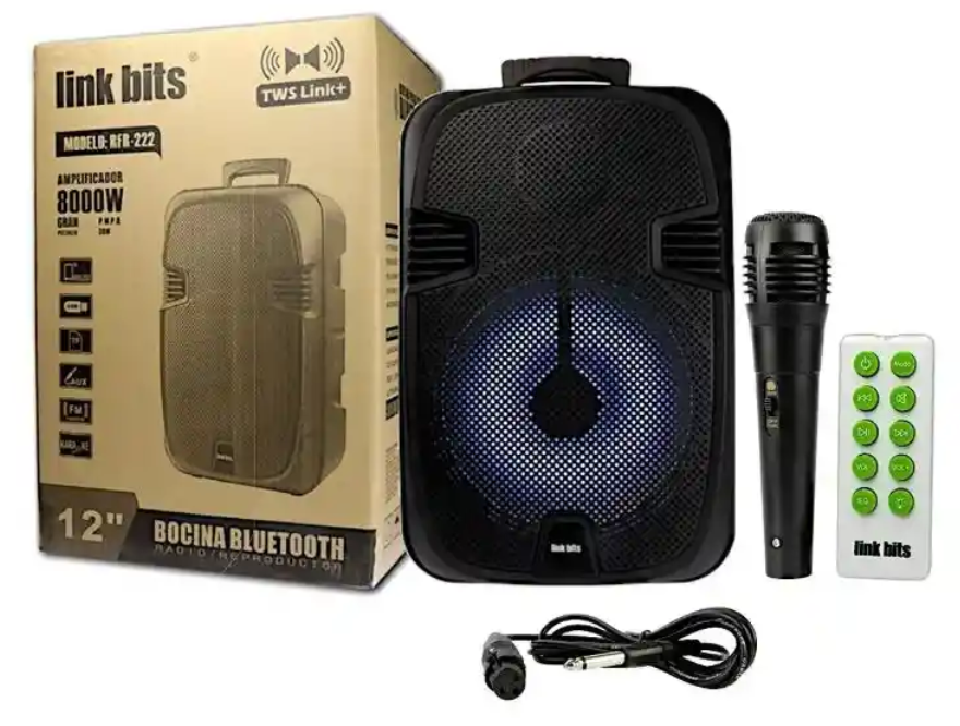 🔊 Bocina Link Bits RFR-222 de 12″ con Micrófono y Control