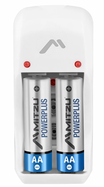 🔋 Cargador Mitzu MC-204 para Baterías AA, AAA y 9V con 2 Pilas AA de 700 mAh