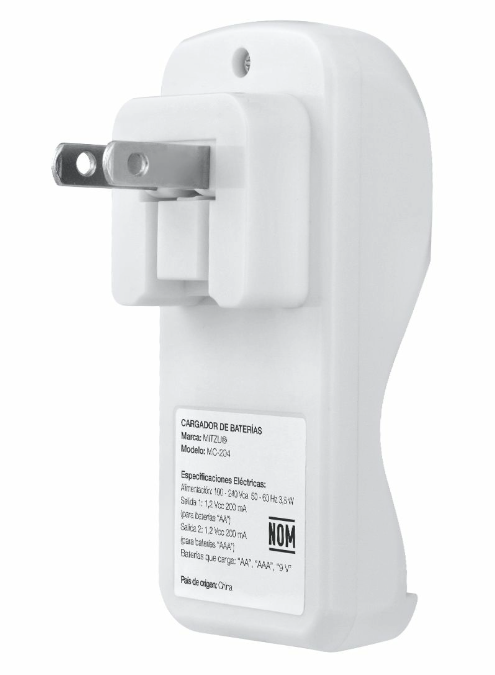 🔋 Cargador Mitzu MC-204 para Baterías AA, AAA y 9V con 2 Pilas AA de 700 mAh