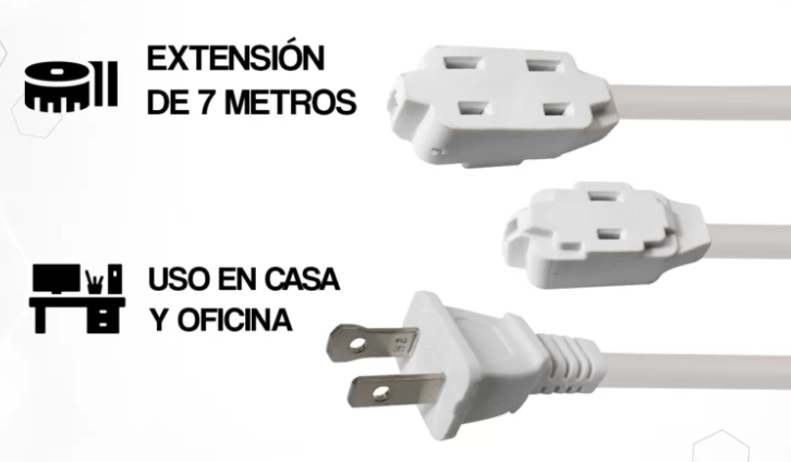 🔌 Extensión Eléctrica FX EX-B7M – 7 Metros, Uso en Casa y Oficina