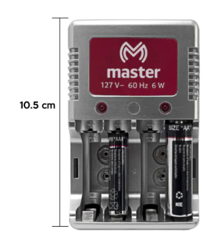 🔋 Cargador de Baterías Master EL10-2AA2AAA – Incluye 2 Baterías AA de 3000 mAh y 2 AAA de 1200 mAh