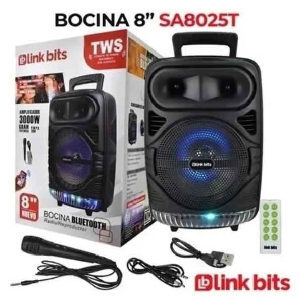 🔊 Bafle Karaoke Link Bits RFR-068 – 8" con Micrófono y Control Remoto