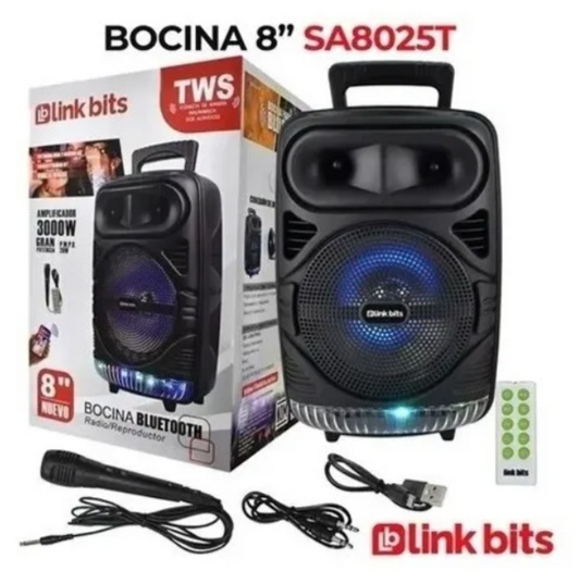 🔊 Bafle Karaoke Link Bits RFR-068 – 8" con Micrófono y Control Remoto
