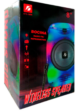 🔊 Bocina Bluetooth Recargable KTS-1896 – 8" con Micrófono, Radio FM y Luces LED