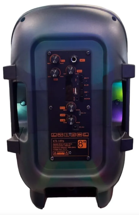 🔊 Bocina Bluetooth Recargable KTS-1896 – 8" con Micrófono, Radio FM y Luces LED