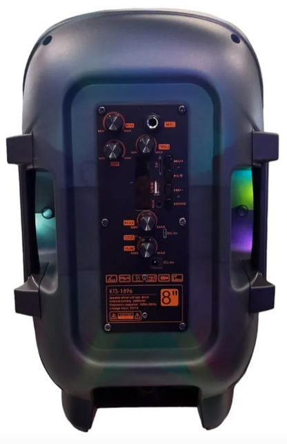 🔊 Bocina Bluetooth Recargable KTS-1896 – 8" con Micrófono, Radio FM y Luces LED