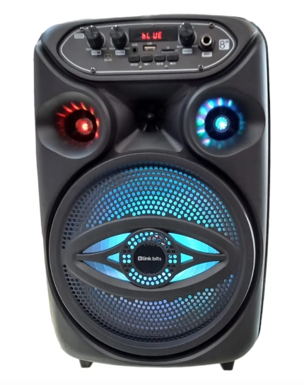 🔊 Bocina Portátil Link Bits RFR070 / SA8058T – 8" con Bluetooth, Micrófono y Luces LED