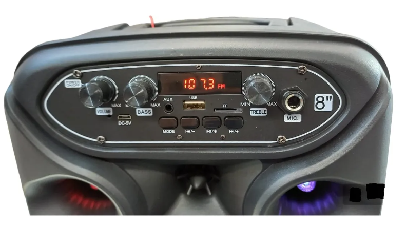 🔊 Bocina Portátil Link Bits RFR070 / SA8058T – 8" con Bluetooth, Micrófono y Luces LED