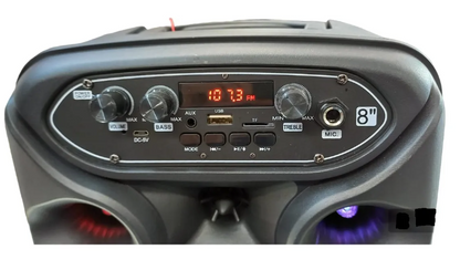 🔊 Bocina Portátil Link Bits RFR070 / SA8058T – 8" con Bluetooth, Micrófono y Luces LED