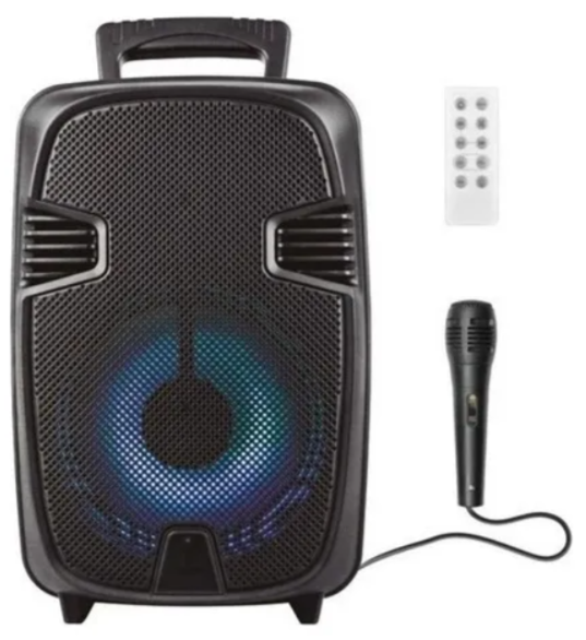 🔊 Bocina Bluetooth Link Bits SA890T – 8" con Micrófono, Control Remoto y Luces LED