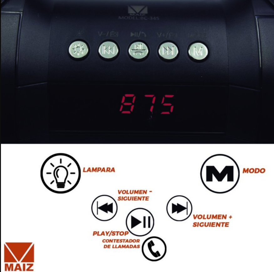 🔊 Bocina Bluetooth con Panel Solar y Linterna y dos altavoces de 3" BC-345