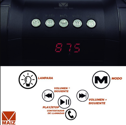 🔊 Bocina Bluetooth con Panel Solar y Linterna y dos altavoces de 3" BC-345