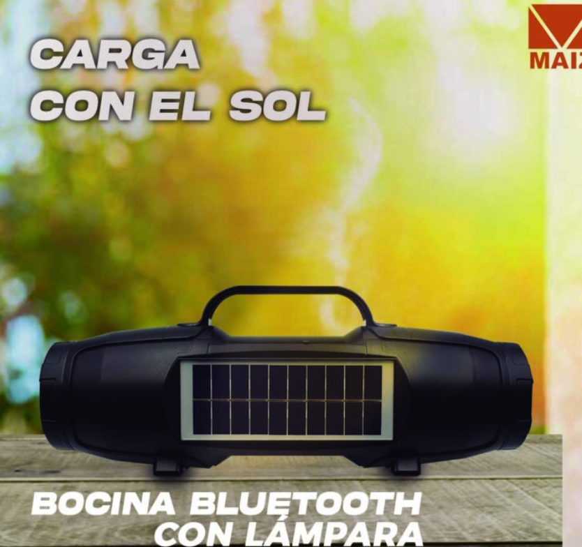 🔊 Bocina Bluetooth con Panel Solar y Linterna y dos altavoces de 3" BC-345