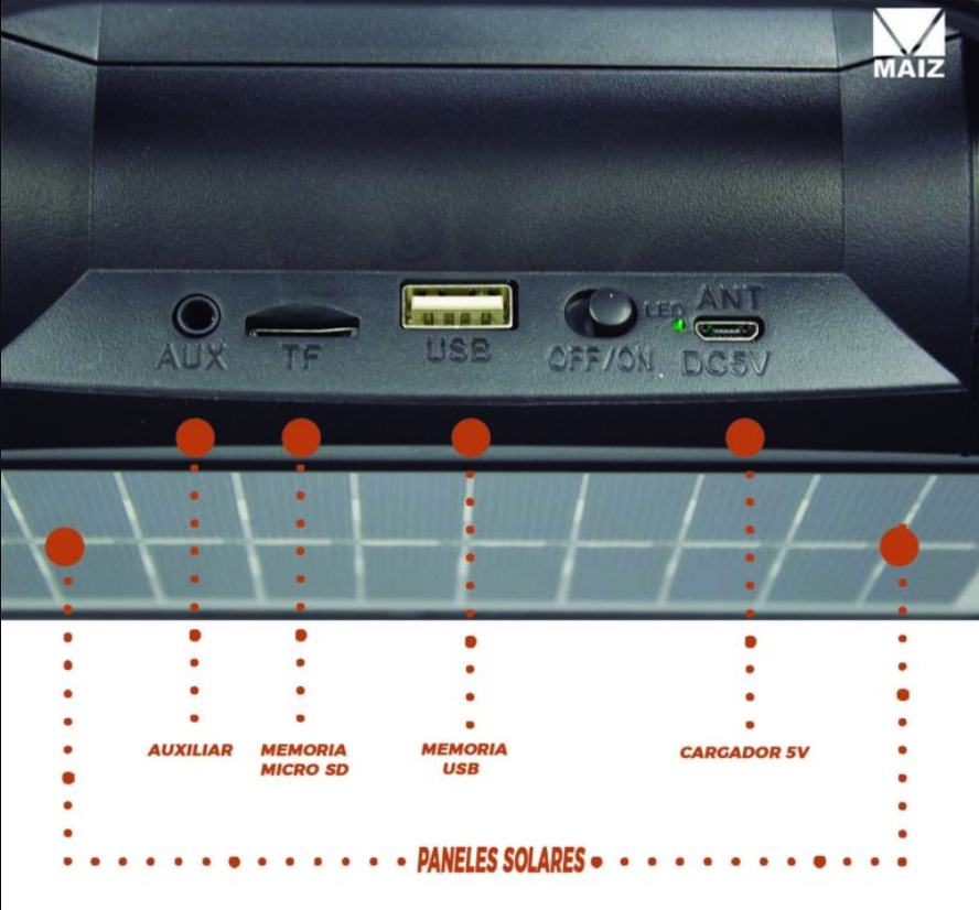 🔊 Bocina Bluetooth con Panel Solar y Linterna y dos altavoces de 3" BC-345