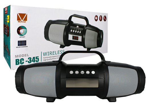 🔊 Bocina Bluetooth con Panel Solar y Linterna y dos altavoces de 3" BC-345