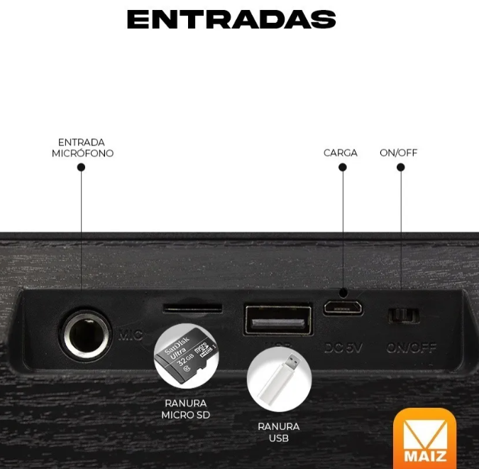 🔊 Bocina Maíz 3" H13S Bluetooth con Luces LED y Soporte