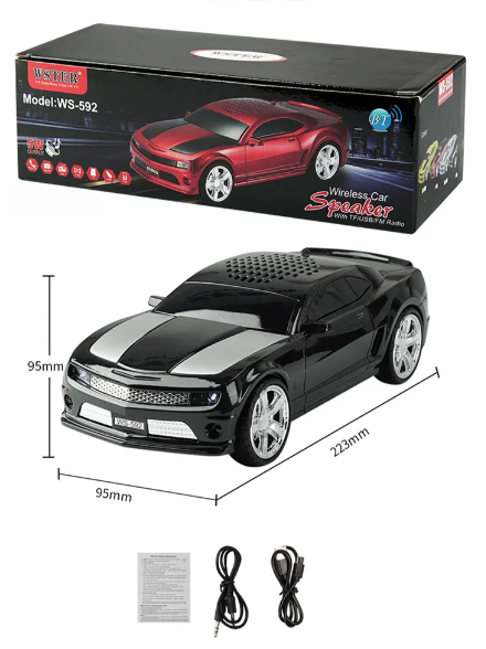 🧰 Bocina Bluetooth WS-592 con diseño de automóvil deportivo Camaro 3"