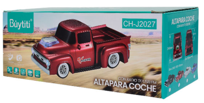 🧰 Bocina Bluetooth CH-J2027 con diseño de camioneta clásica FORD 3"