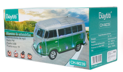 🧰 Bocina Bluetooth CH-M239 con diseño de camioneta clásica VW 3"