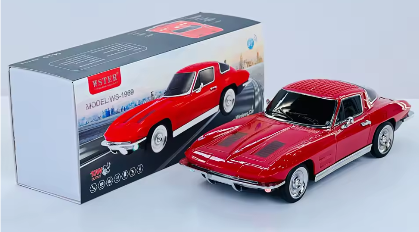 🧰 Bocina Bluetooth WS-1969 con diseño de automóvil clásico CORVETTE 3"