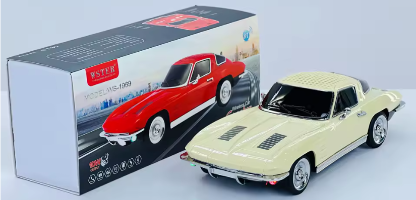 🧰 Bocina Bluetooth WS-1969 con diseño de automóvil clásico CORVETTE 3"