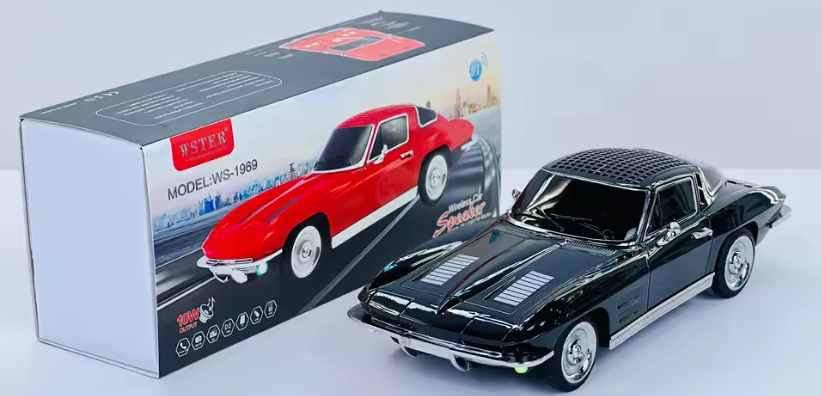 🧰 Bocina Bluetooth WS-1969 con diseño de automóvil clásico CORVETTE 3"