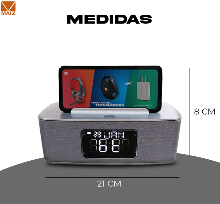 🧰 Bocina Bluetooth Maiz YM-050 con pantalla LED y soporte para celular (2 x 2")