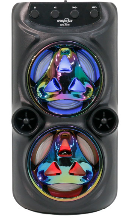🧰 Bocina Bluetooth GTS-1772 con doble altavoz de 3" y micrófono alámbrico