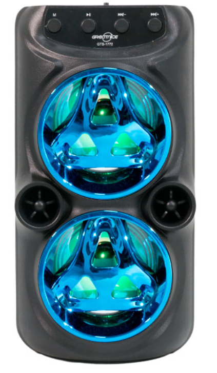 🧰 Bocina Bluetooth GTS-1772 con doble altavoz de 3" y micrófono alámbrico