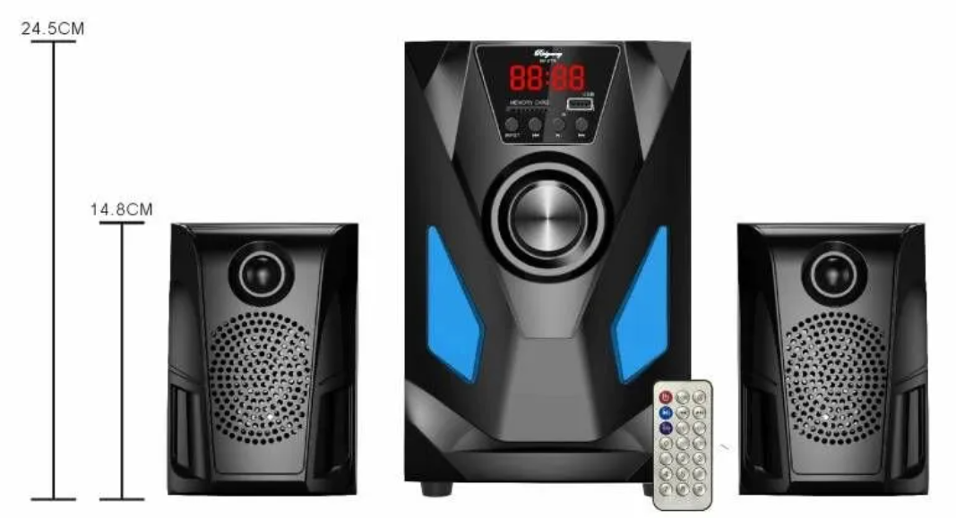 🧰 Bocina Bluetooth BS-2170 – Sistema de Sonido 2.1 Hi-Fi (1x4", 2x3")
