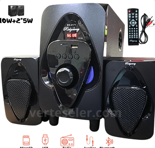 🧰 Bocina Bluetooth BS-2171 – Sistema de Sonido 2.1 Hi-Fi (1x4", 2x3")