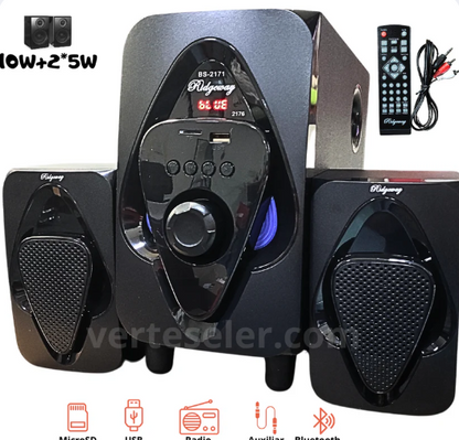 🧰 Bocina Bluetooth BS-2171 – Sistema de Sonido 2.1 Hi-Fi (1x4", 2x3")