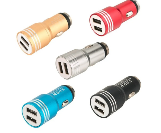 🔌 Cargador para Auto de 2 Puertos USB 5V 2.1A de Aluminio