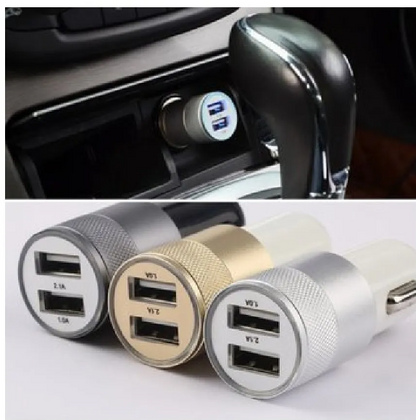 🔌 Cargador para Auto de 2 Puertos USB 5V 2.1A de Aluminio