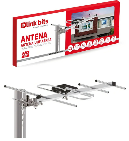 📡 Antena Exterior HDTV Link Bits HD005 – 12 Elementos, Largo Alcance