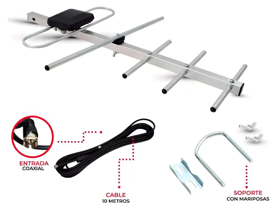 📡 Antena Exterior HDTV Link Bits HD005 – 12 Elementos, Largo Alcance
