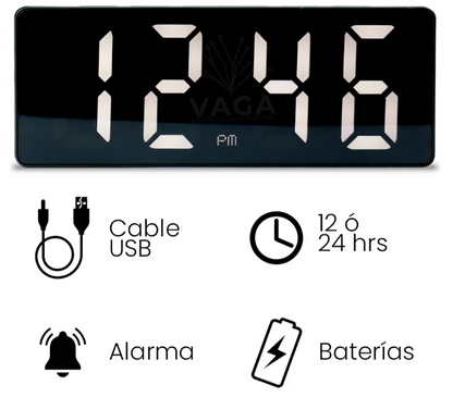 🕒 Reloj LED de Escritorio Gaosiio DS-3806L – Pantalla Espejo con Fecha y Temperatura