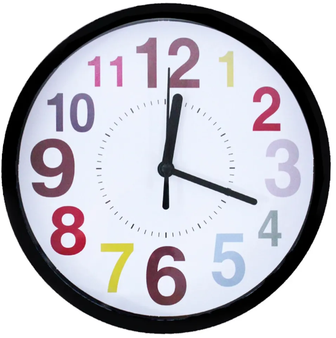 🕒Reloj de pared redondo negro números de colores