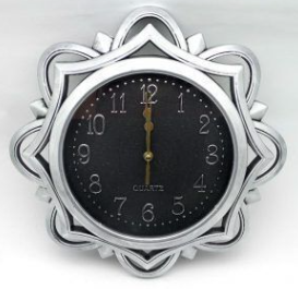 🕒Reloj de pared heptágono plateado con negro QUARTZ